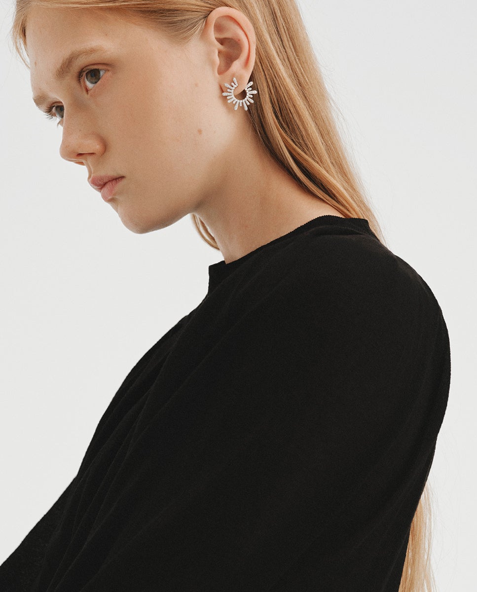 Pendientes de aro de 925 con diamantes lab grown - Aristocrazy - Plata Plata-2