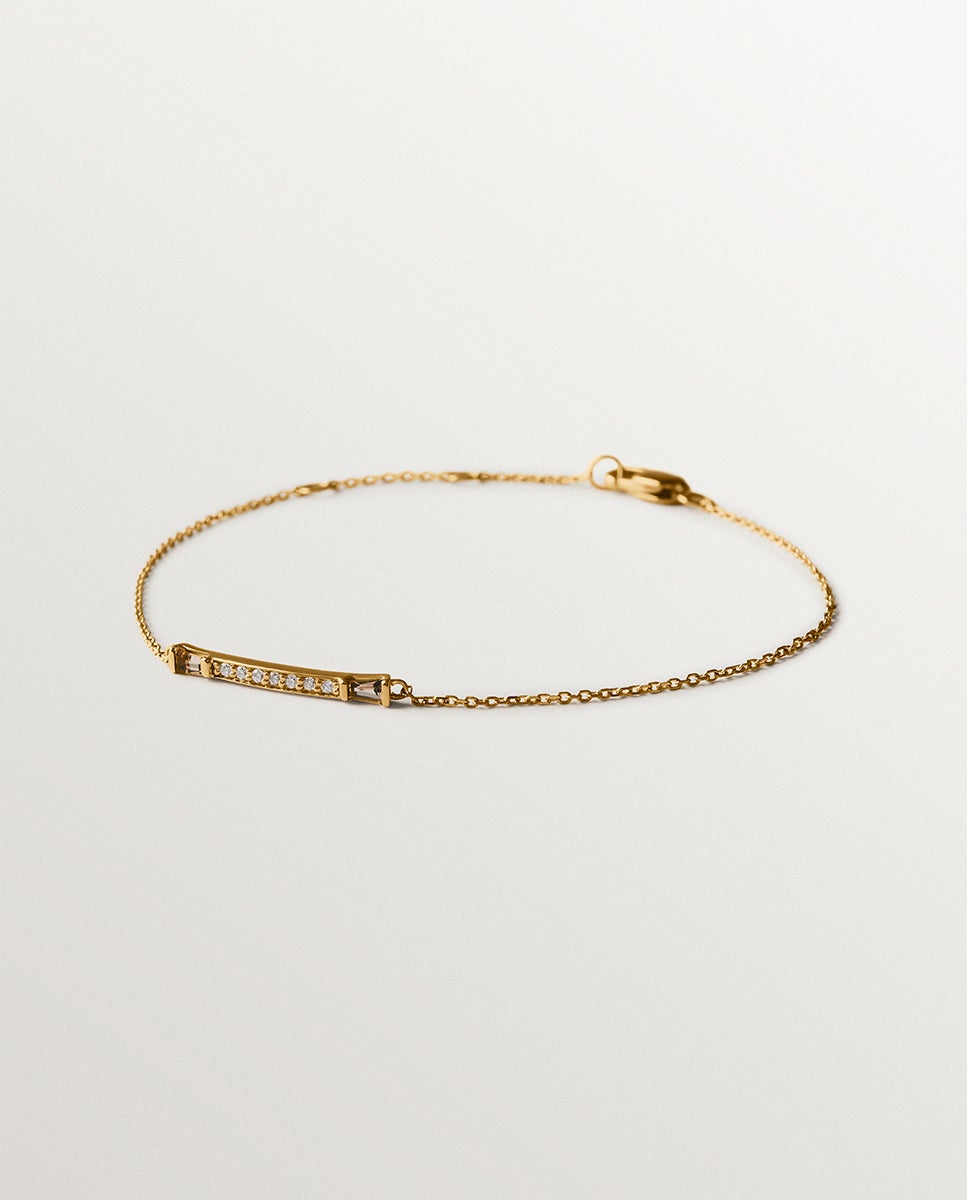 Pulsera de oro amarillo de 9k con diamantes y cuarzos fumé - Aristocrazy - Marrón Marrón-1