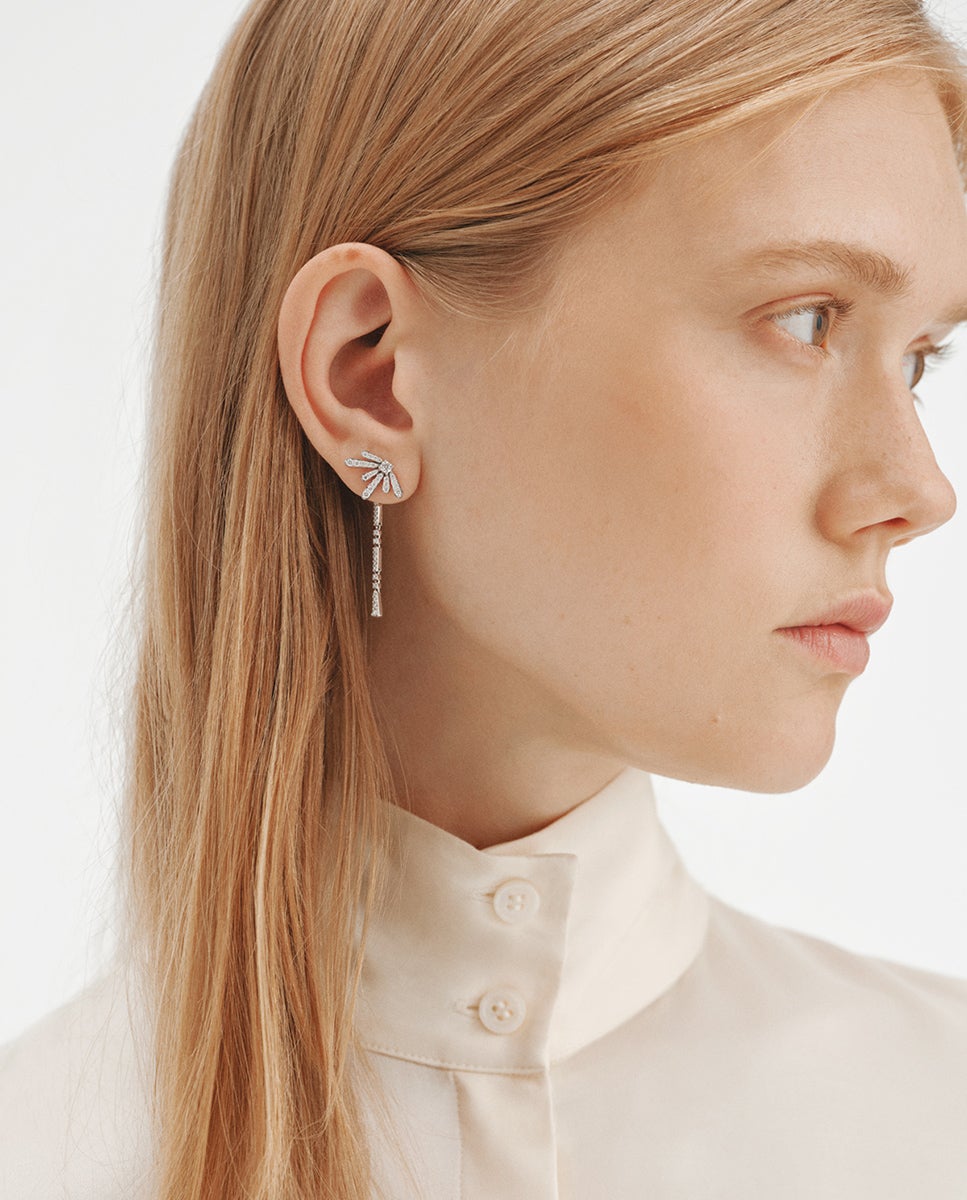 Pendientes largos de 925 con diamantes lab grown - Aristocrazy - Plata Plata-2