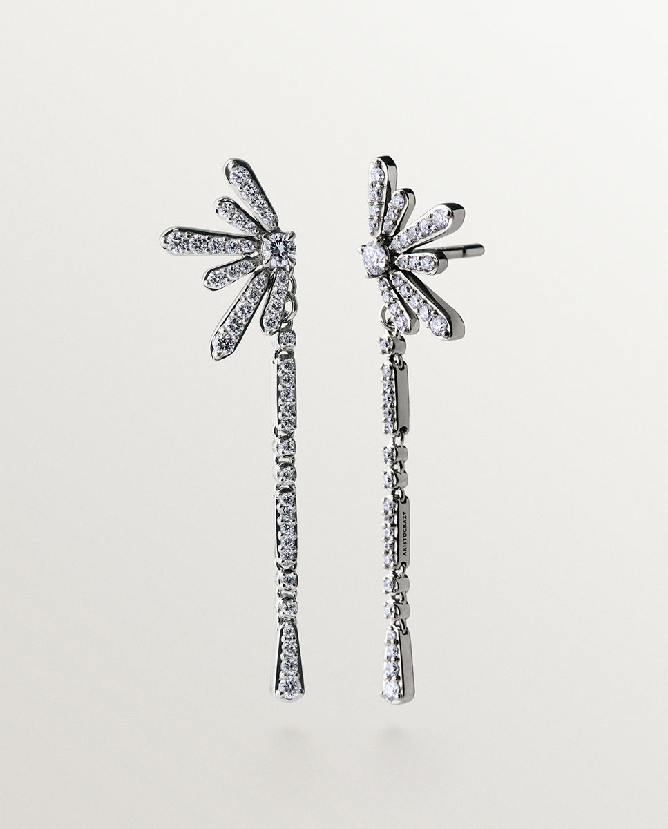 Pendientes largos de 925 con diamantes lab grown - Aristocrazy - Plata Plata-3