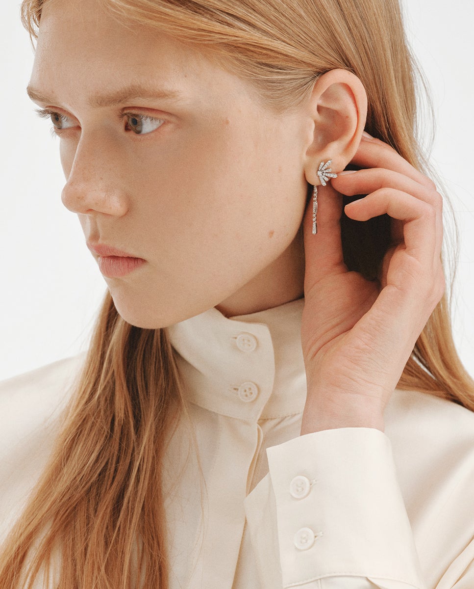 Pendientes largos de 925 con diamantes lab grown - Aristocrazy - Plata Plata-4