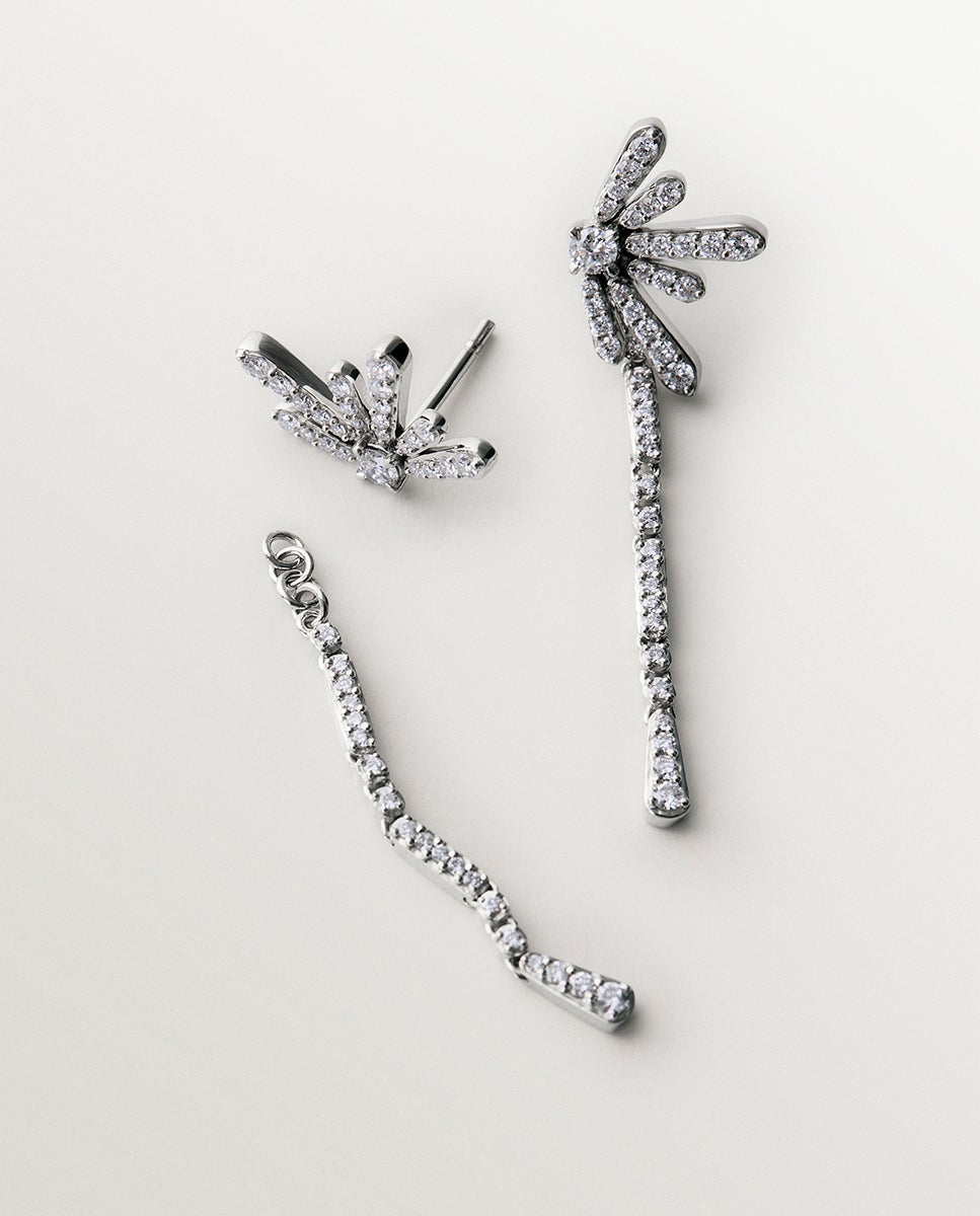 Pendientes largos de 925 con diamantes lab grown - Aristocrazy - Plata Plata-5