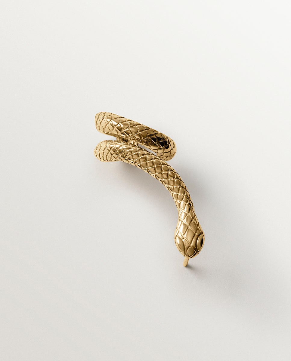 Earcuff de plata 925 bañado en oro amarillo de 18k con forma de serpiente - Aristocrazy - Dorado Dorado-1
