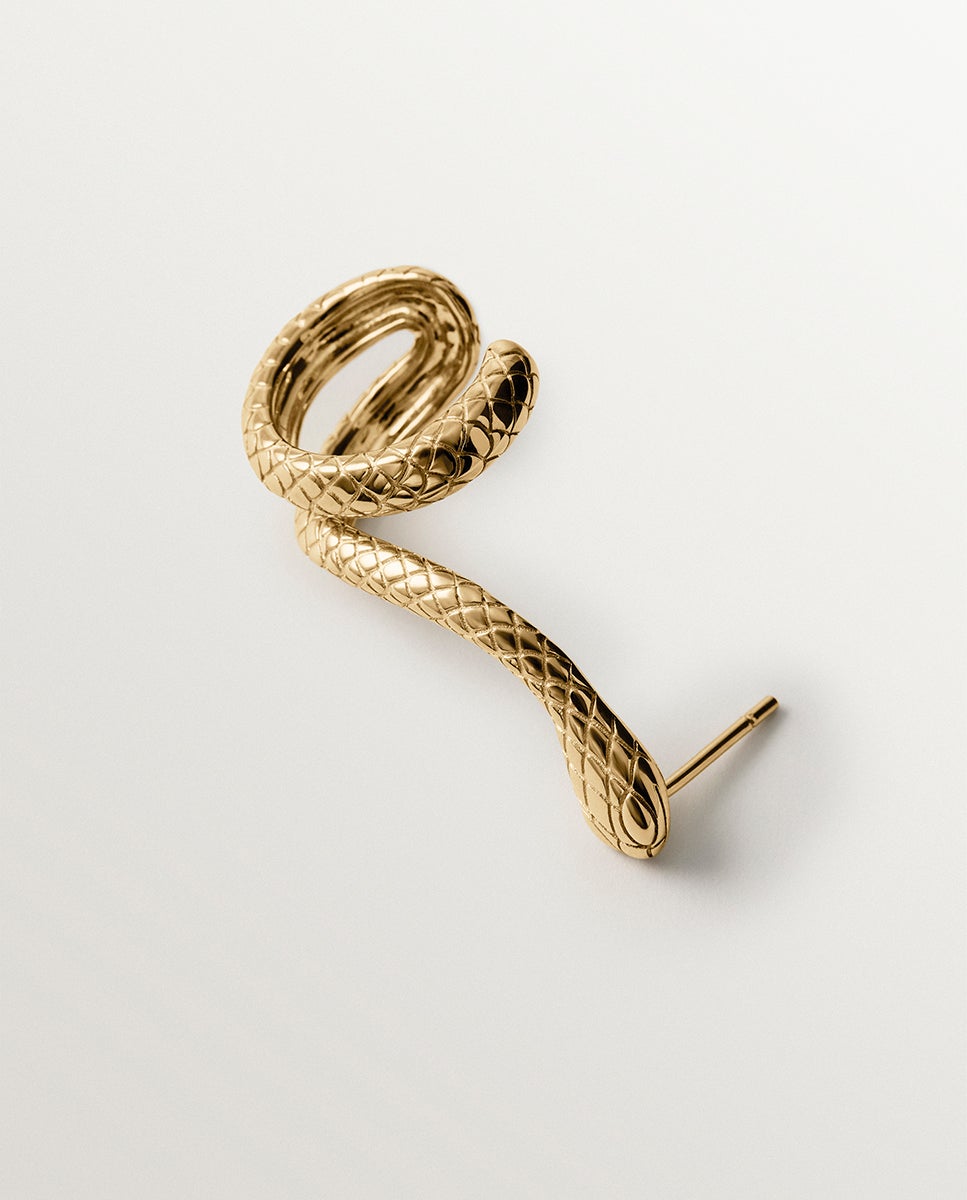 Earcuff de plata 925 bañado en oro amarillo de 18k con forma de serpiente - Aristocrazy - Dorado Dorado-3