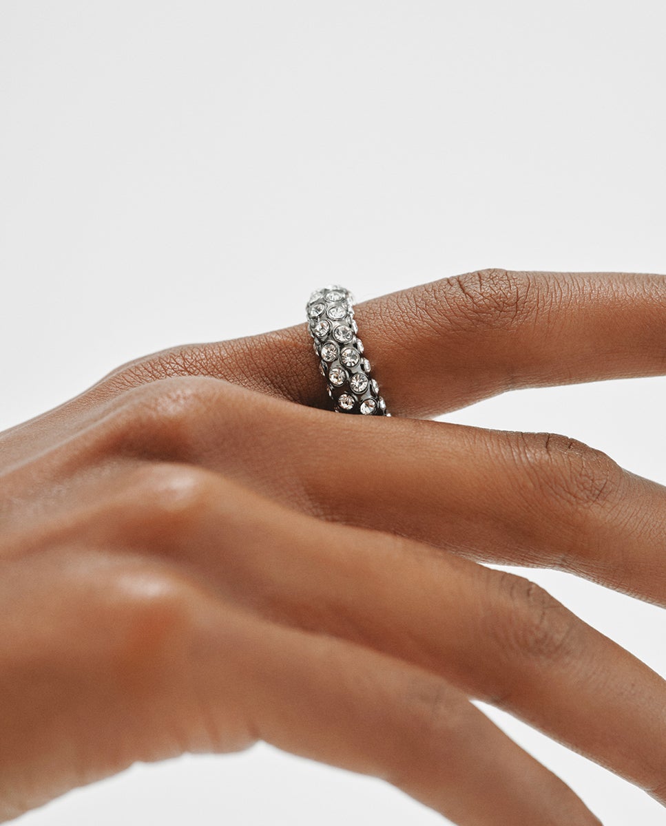 Imagen 2 de Anillo en forma de tubo con cristales - Aristocrazy - Negro Negro