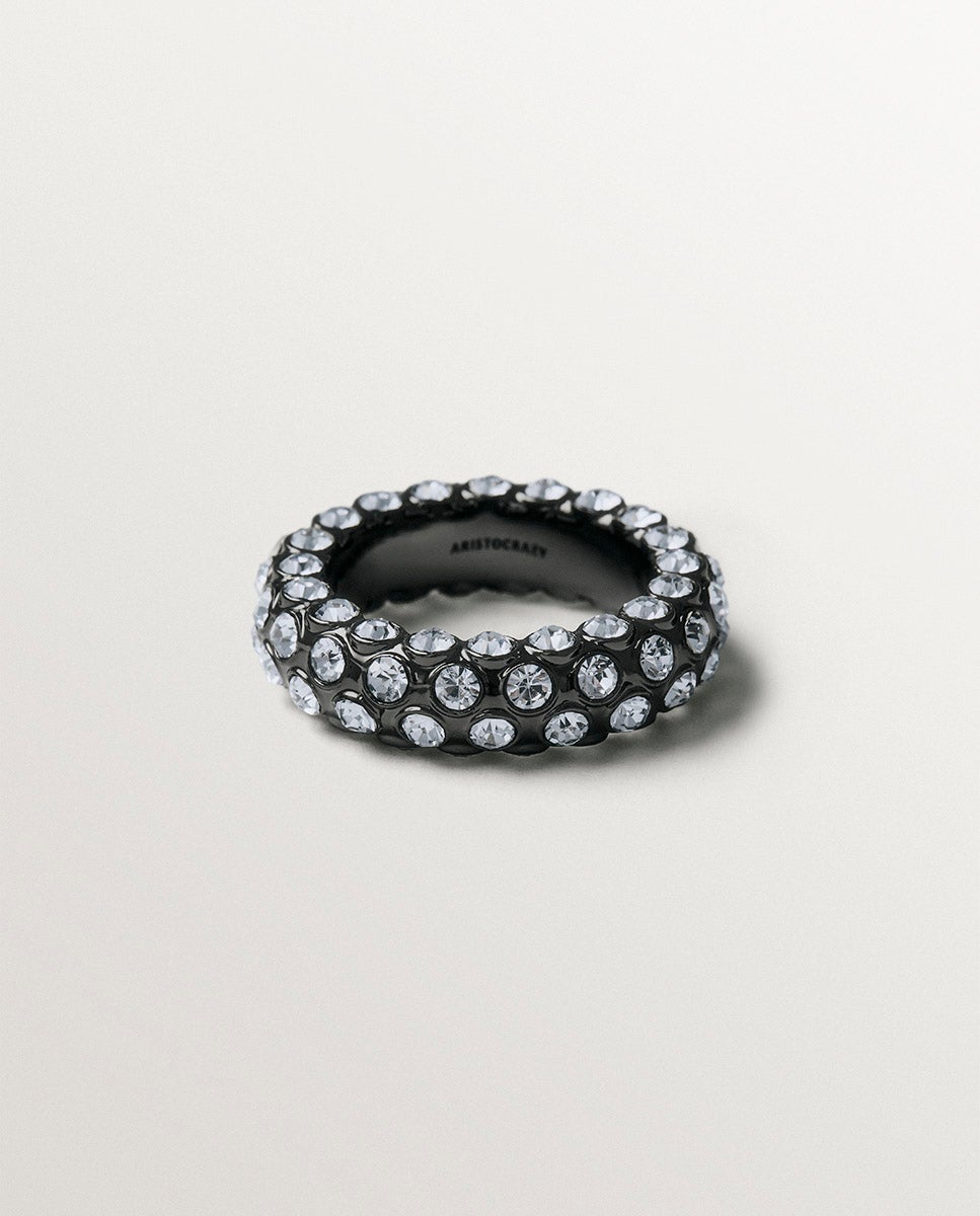 Imagen 3 de Anillo en forma de tubo con cristales - Aristocrazy - Negro Negro