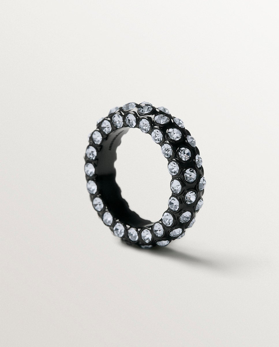 Imagen 5 de Anillo en forma de tubo con cristales - Aristocrazy - Negro Negro