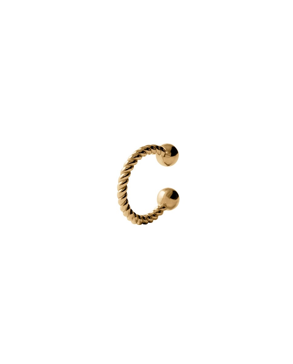 Imagen 0 de Pendiente individual gallonado de plata 925 bañada en oro amarillo de 18k Dorado