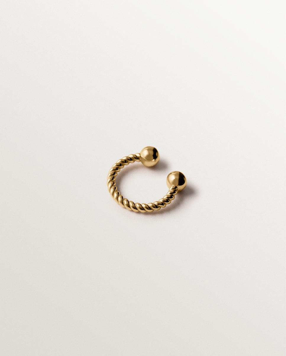 Earcuff gallonado de plata 925 bañada en oro amarillo de 18k - Aristocrazy - Dorado Dorado-2