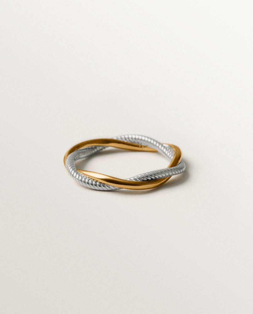 Anillo doble trenzado de plata 925 bañada en oro rosa de 18k - Aristocrazy - Plata Plata-2