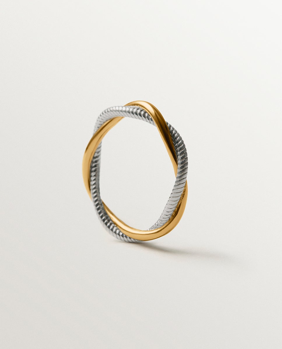 Anillo doble trenzado de plata 925 bañada en oro rosa de 18k - Aristocrazy - Plata Plata-3