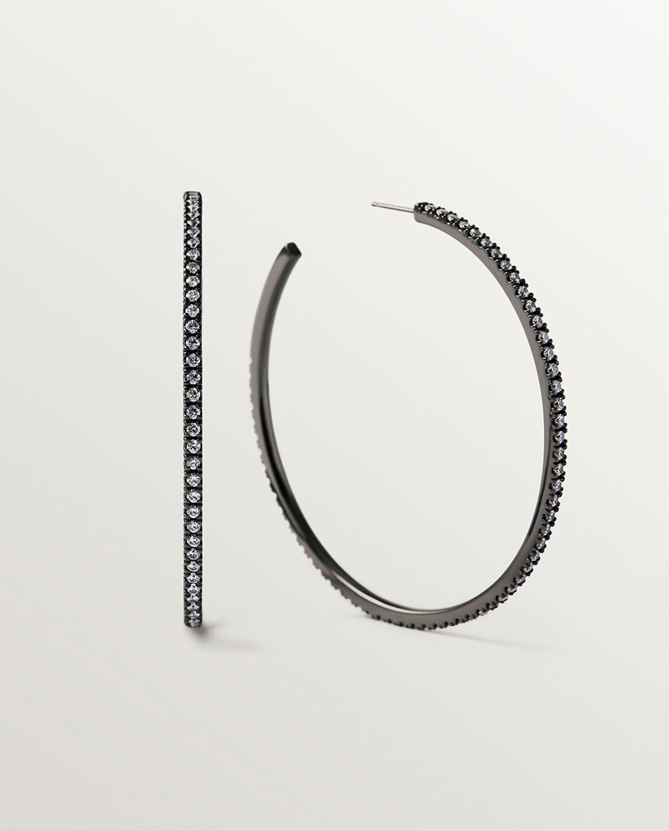 Pendientes de aro grandes con cristales - Aristocrazy - Blanco Blanco-2