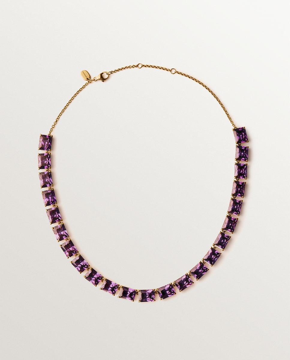 Imagen 1 de Collar bañado en oro amarillo con cristales morados - Aristocrazy - Morado Morado