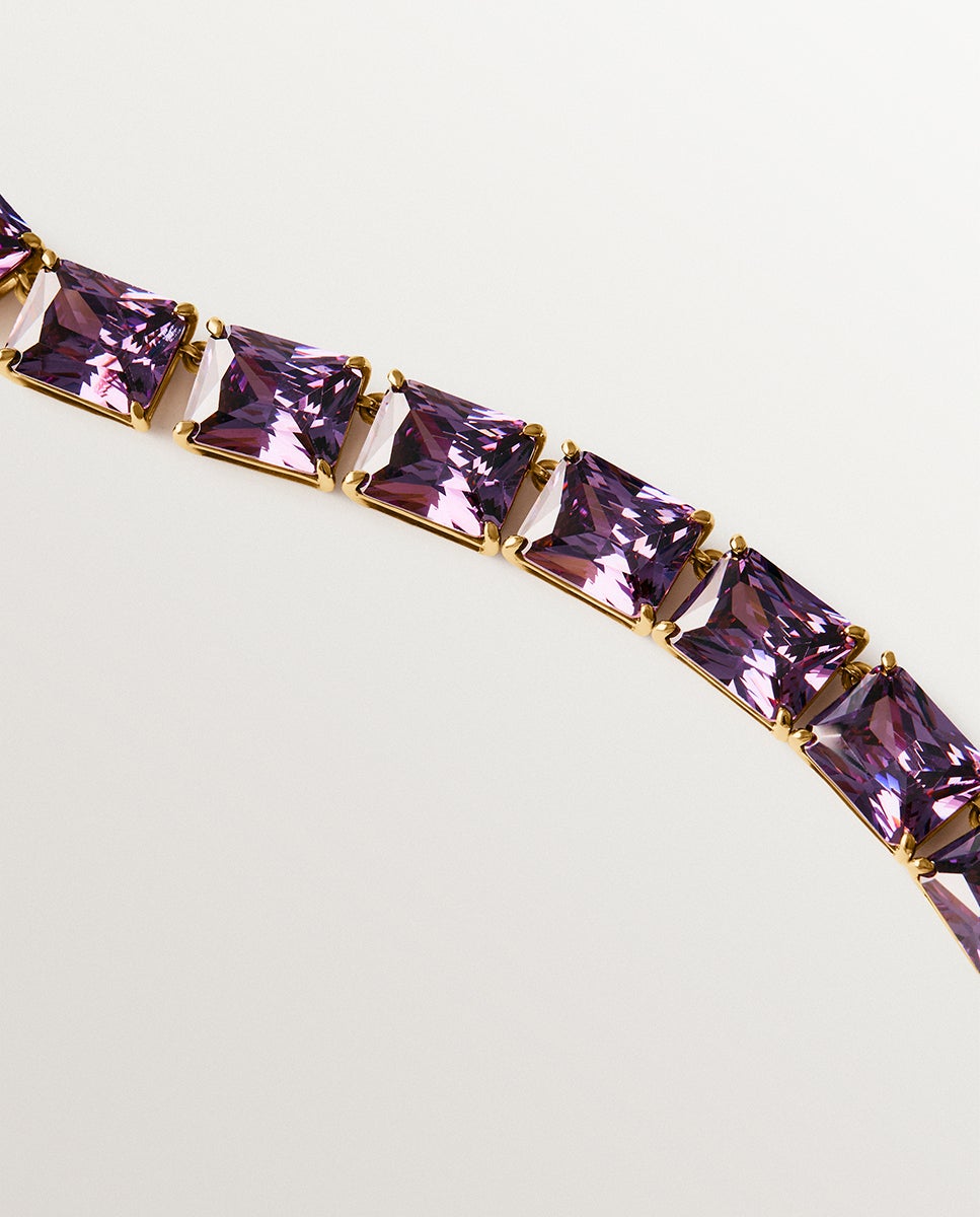 Imagen 3 de Collar bañado en oro amarillo con cristales morados - Aristocrazy - Morado Morado