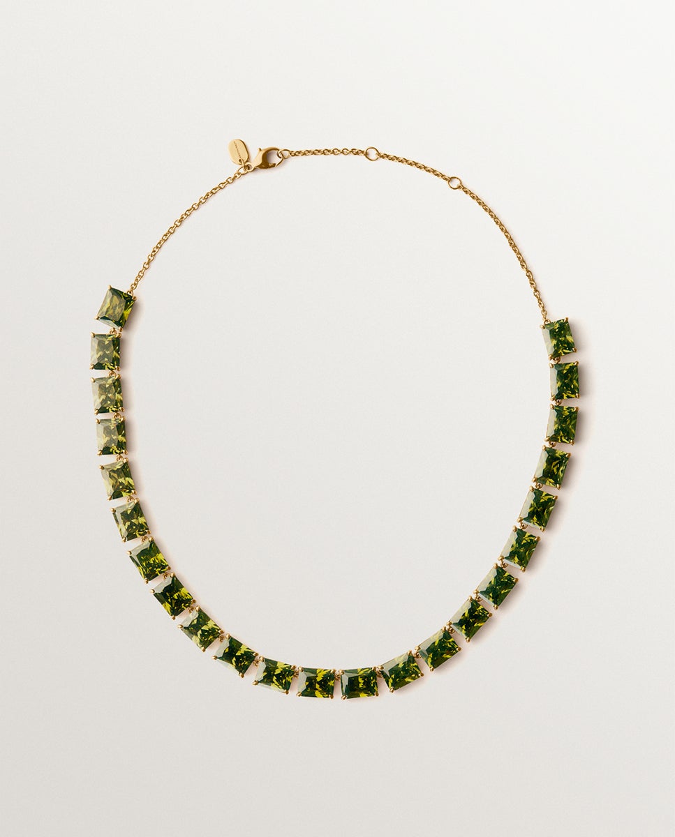 Imagen 1 de Collar bañado en oro amarillo con cristales verdes - Aristocrazy - Dorado Dorado