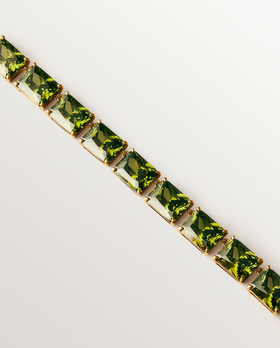 Imagen 3 de Collar bañado en oro amarillo con cristales verdes - Aristocrazy - Dorado Dorado