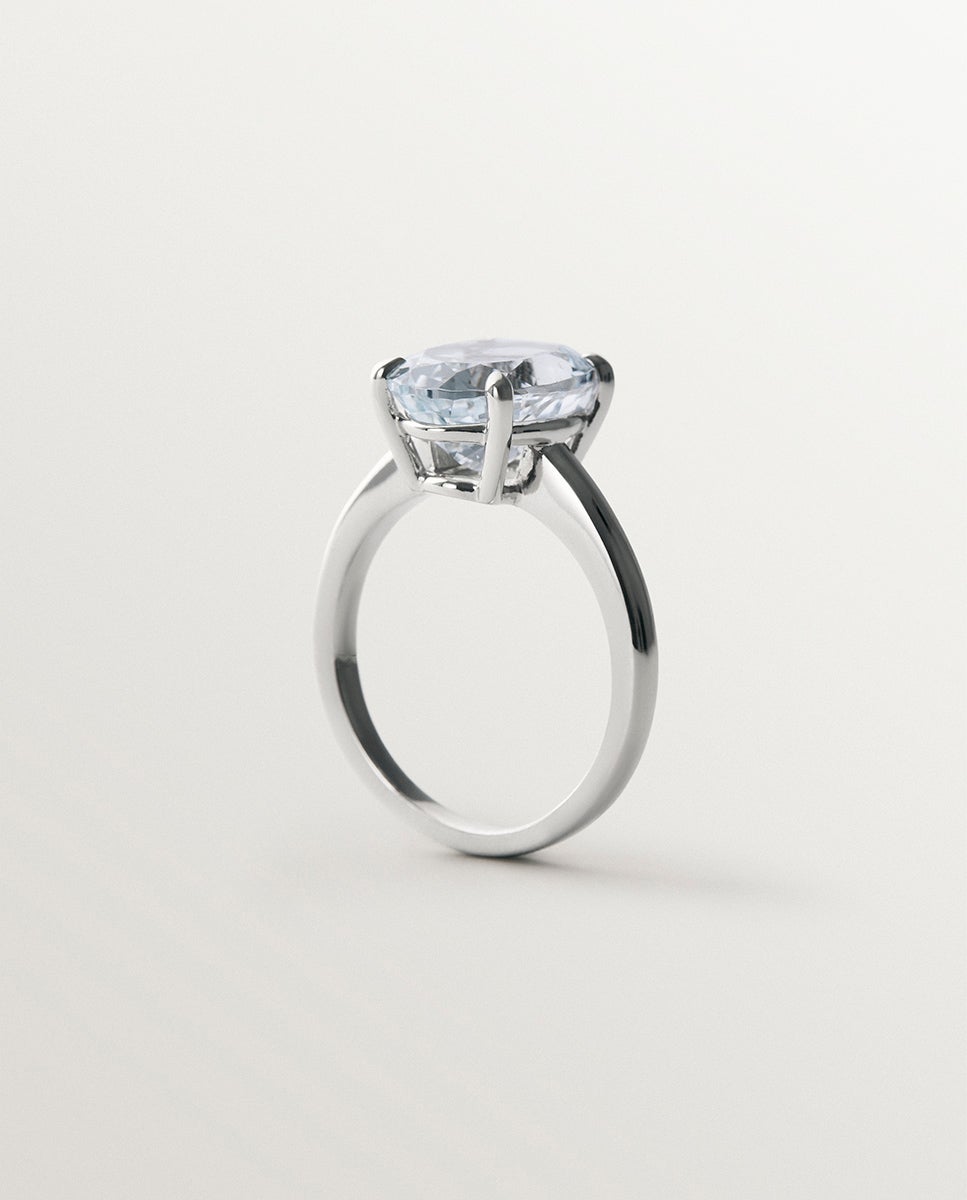 Anillo solitario de plata 925 con topacio - Aristocrazy - Blanco Blanco-5