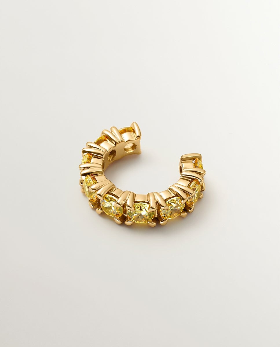 Earcuff bañado en oro amarillo con cristales verdes - Aristocrazy - Dorado Dorado-2