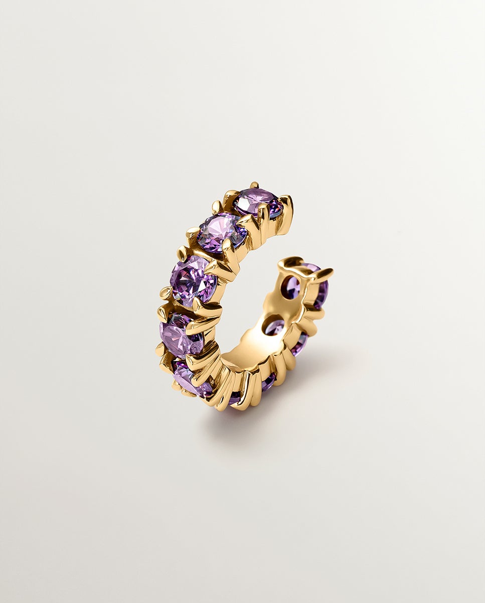 Imagen 0 de Earcuff bañado en oro amarillo con cristales amarillos Dorado
