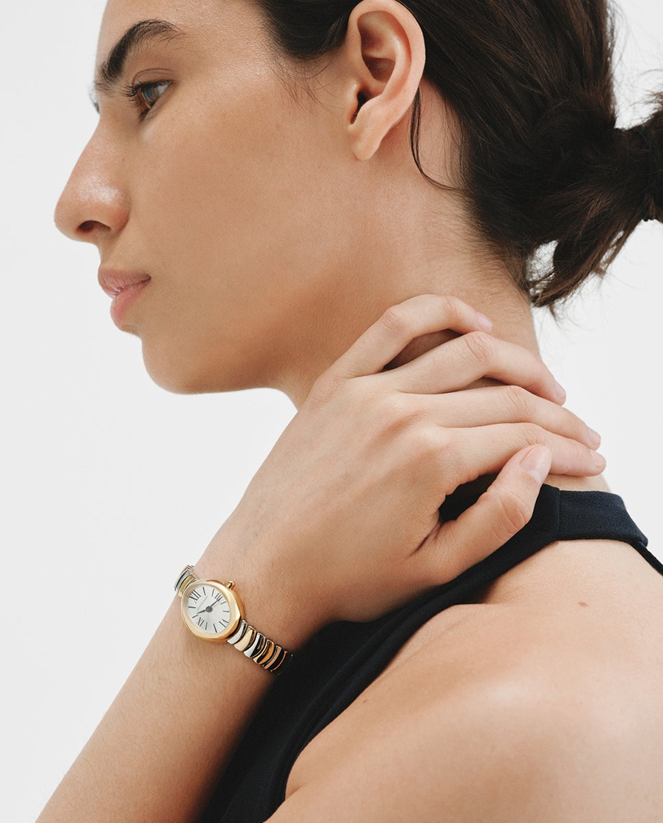 Reloj salesas de acero con esfera blanca y correa bicolor - Aristocrazy - Plata Plata-2
