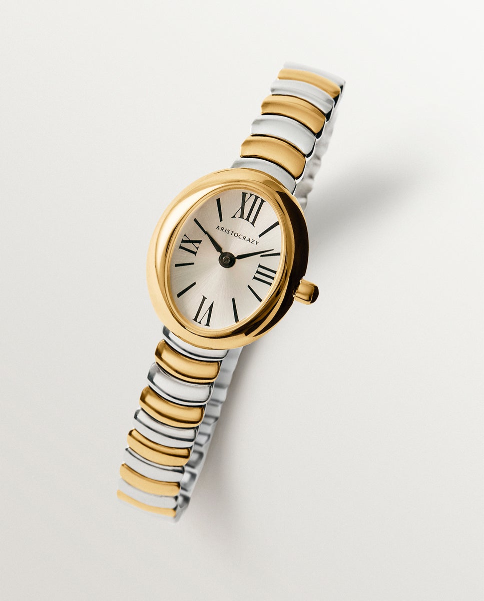 Reloj salesas de acero con esfera blanca y correa bicolor - Aristocrazy - Plata Plata-3