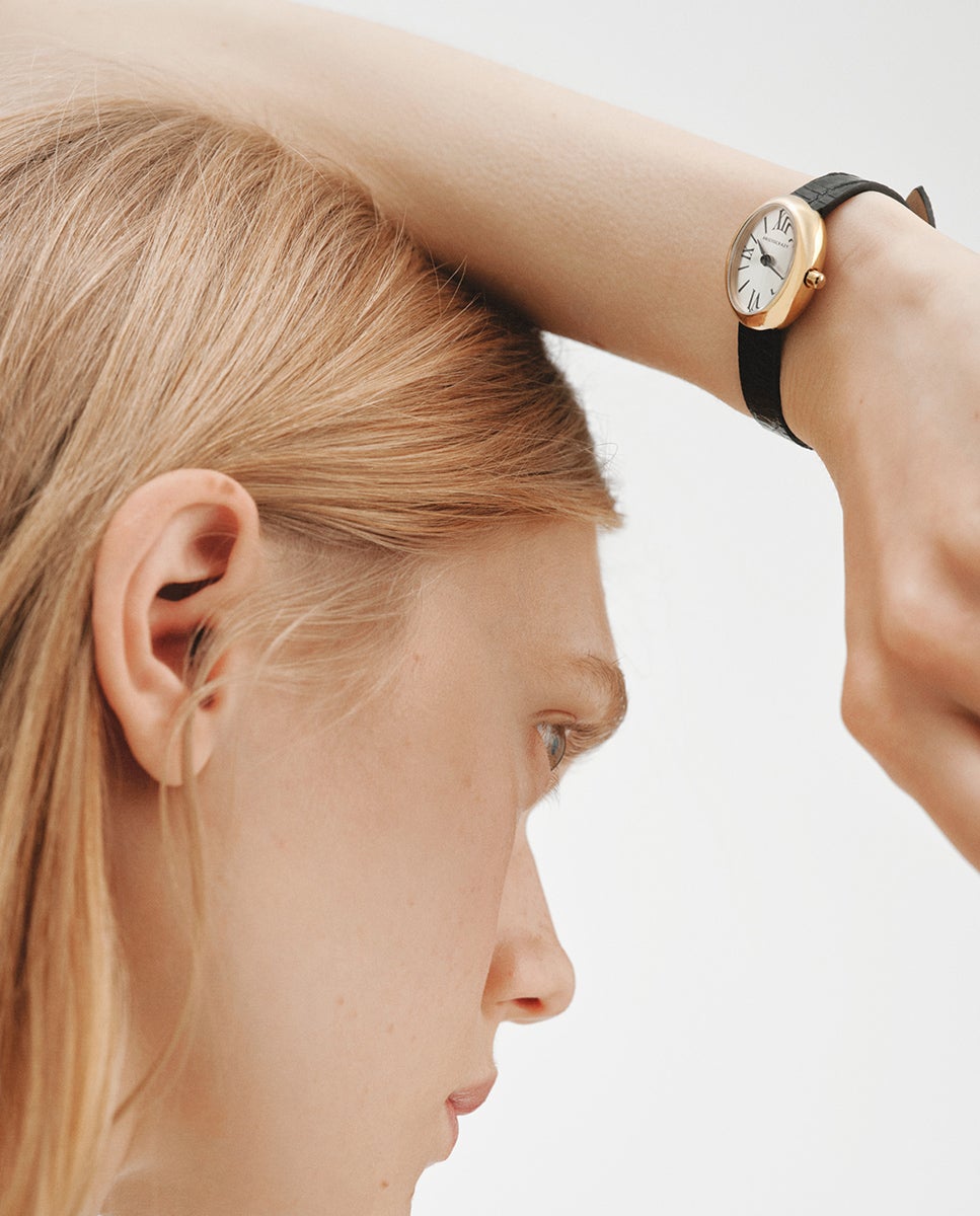 Reloj salesas de acero con esfera blanca y correa de cuero negra - Aristocrazy - Dorado Dorado-2