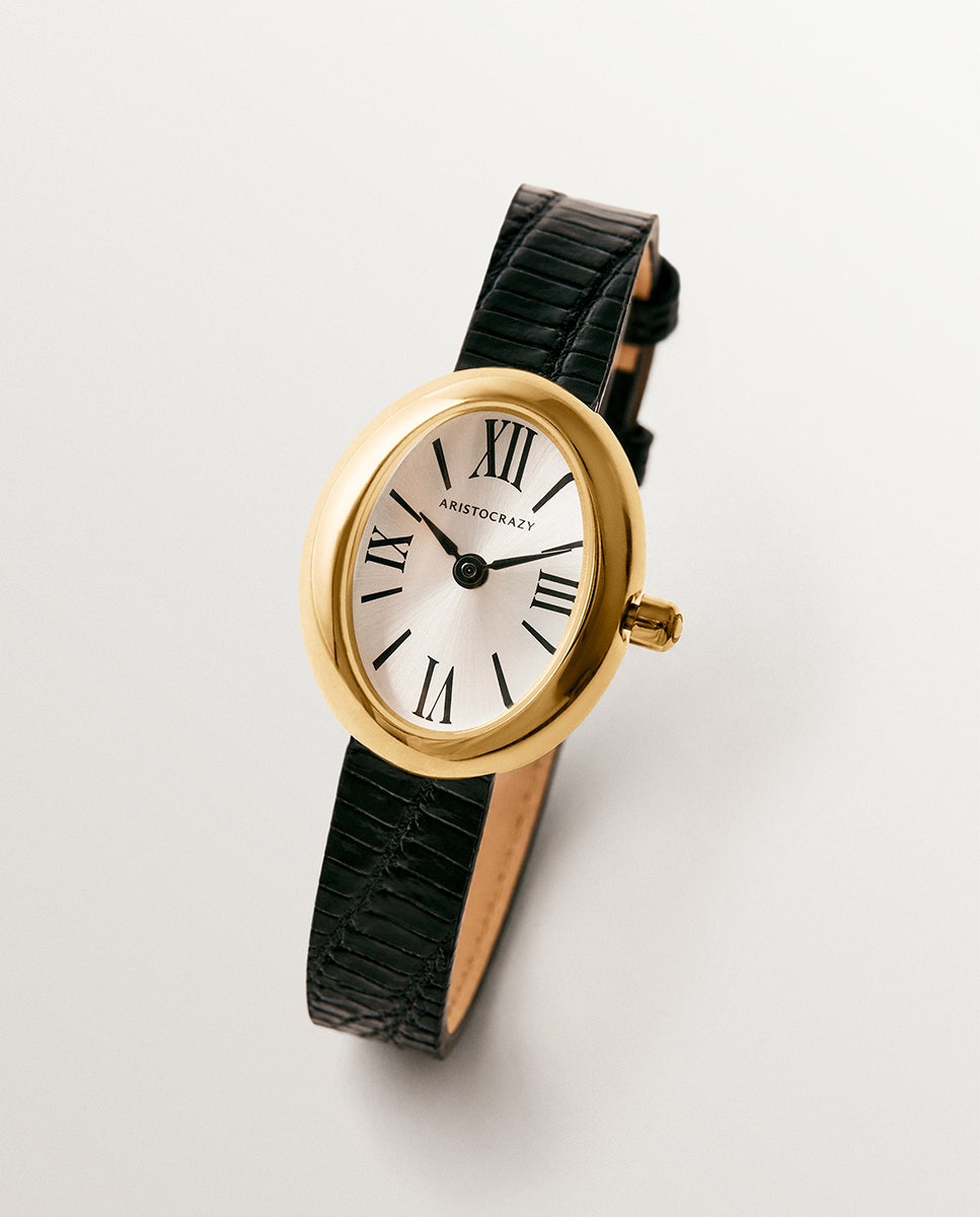 Reloj salesas de acero con esfera blanca y correa de cuero negra - Aristocrazy - Dorado Dorado-3