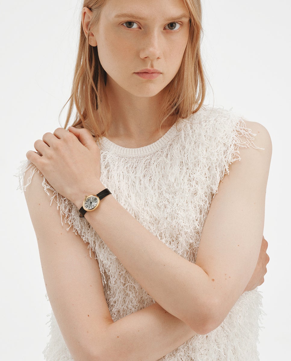 Reloj salesas de acero con esfera blanca y correa de cuero negra - Aristocrazy - Dorado Dorado-4