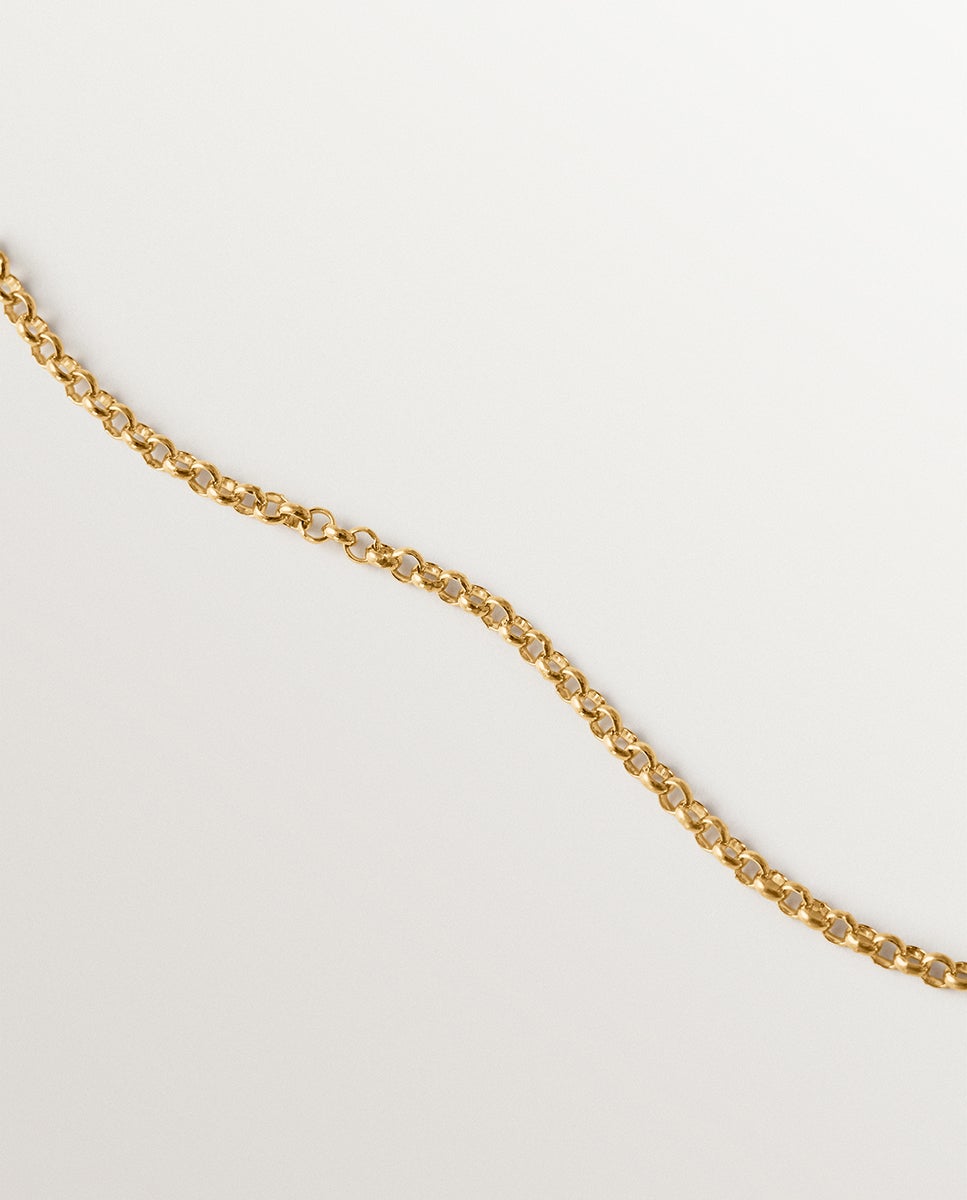 Cadena con colgante bicolor de plata 925 bañada en oro amarillo de 18k con forma de luna - Aristocrazy - Negro Negro-3