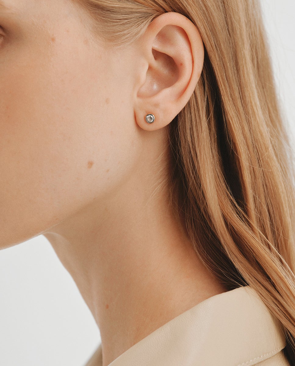 Pendientes bicolor de plata 925 bañada en oro amarillo de 18k con topacios blancos - Aristocrazy - Negro Negro-2