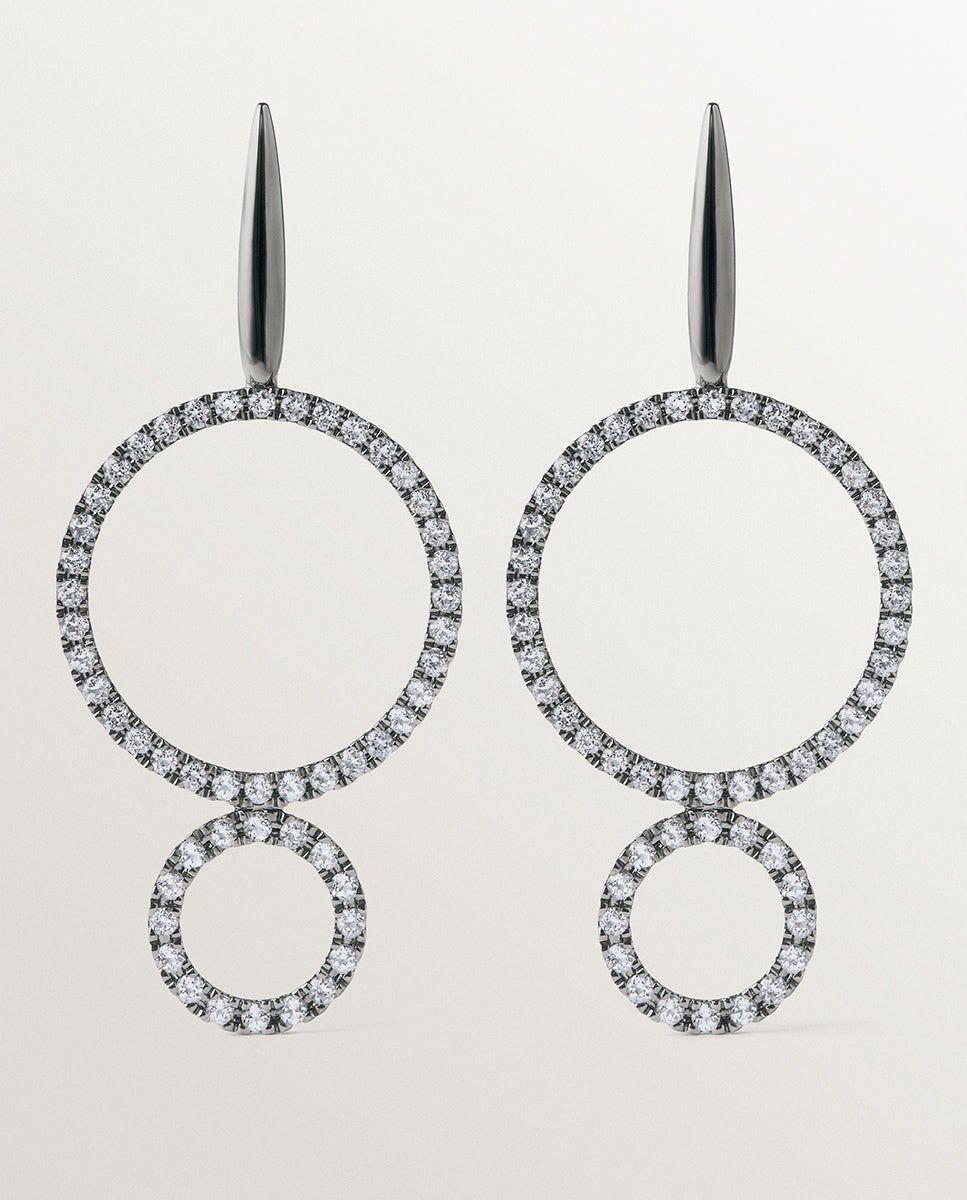 Pendientes largos de 925 con acabado gunmetal y topacios blancos - Aristocrazy - Plata Plata-1