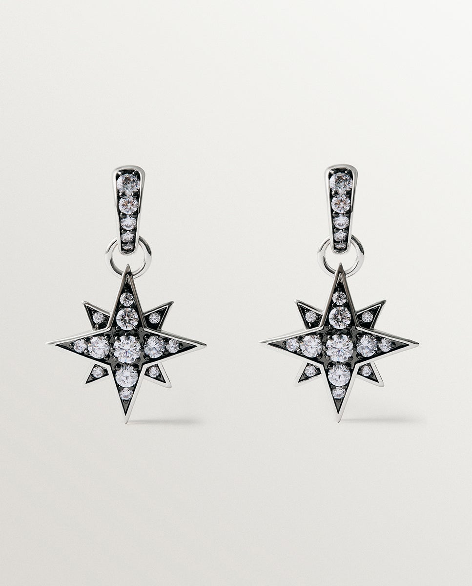 Imagen 1 de Pendientes de aro bicolor con cristales en forma de estrella grande - Aristocrazy - Plata Plata