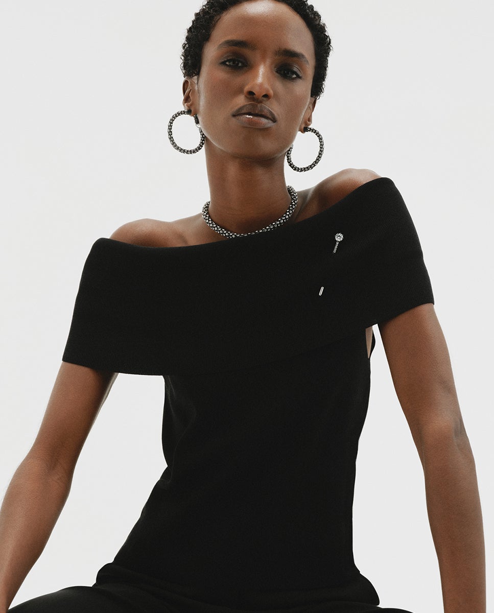Imagen 6 de Pendientes de aro en forma de tubo con cristales - Aristocrazy - Negro Negro