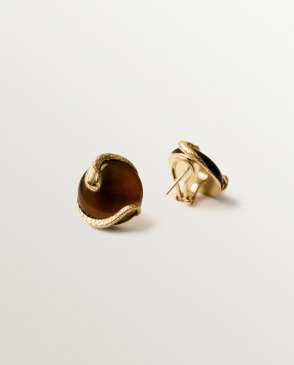 Pendientes bañados en oro amarillo con cristal marrón - Aristocrazy - Dorado Dorado-3