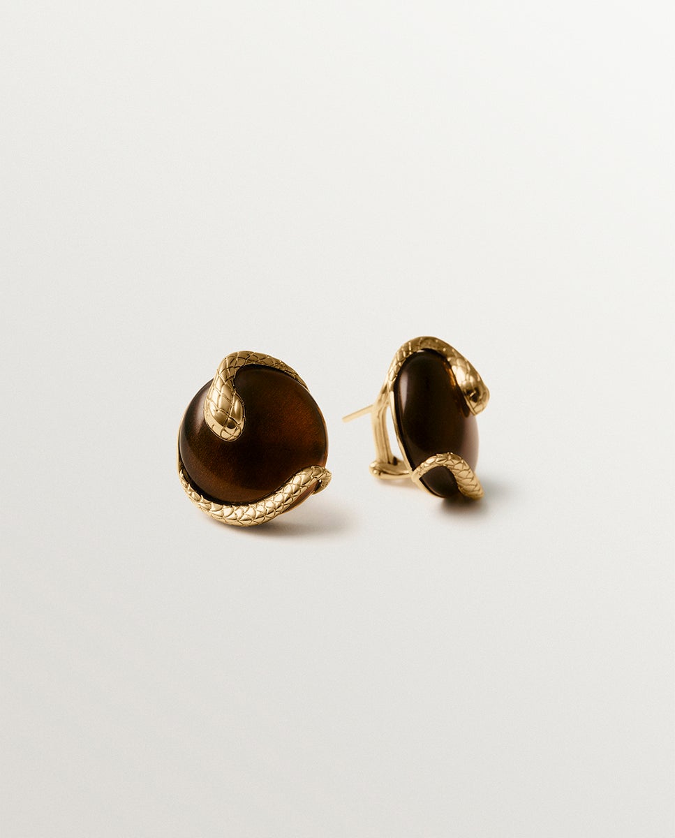 Pendientes bañados en oro amarillo con cristal marrón - Aristocrazy - Dorado Dorado-5