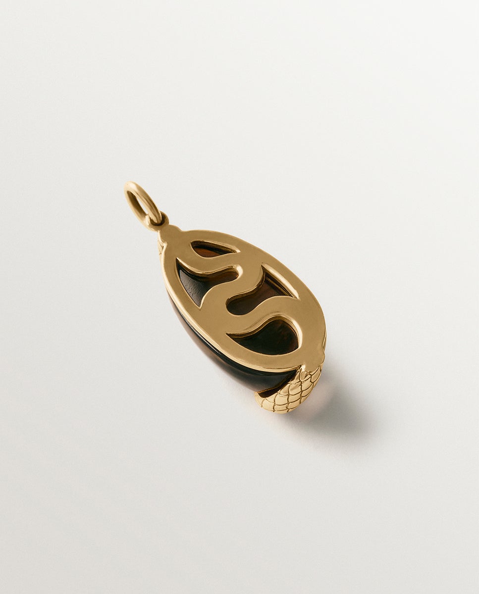 Charm bañado en oro amarillo con cristal marrón y motivo de serpiente - Aristocrazy - Dorado Dorado-3