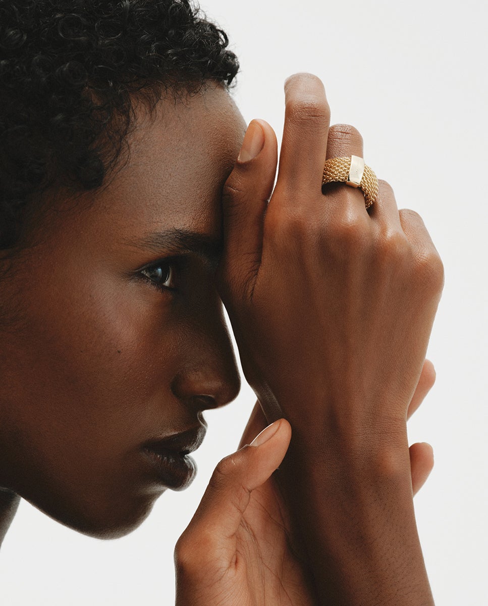 Imagen 2 de Anillo de malla bañado en oro amarillo - Aristocrazy - Dorado Dorado