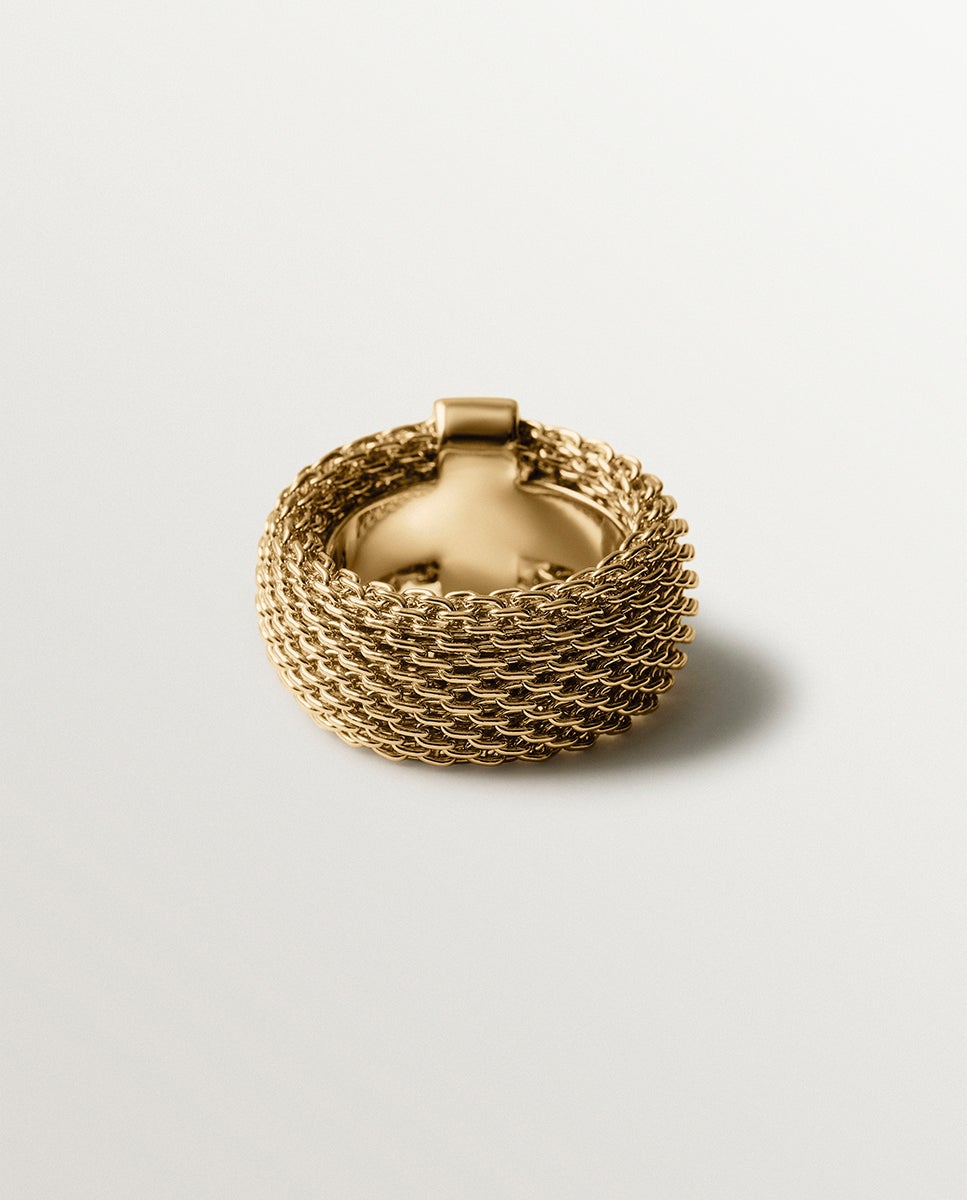 Imagen 3 de Anillo de malla bañado en oro amarillo - Aristocrazy - Dorado Dorado
