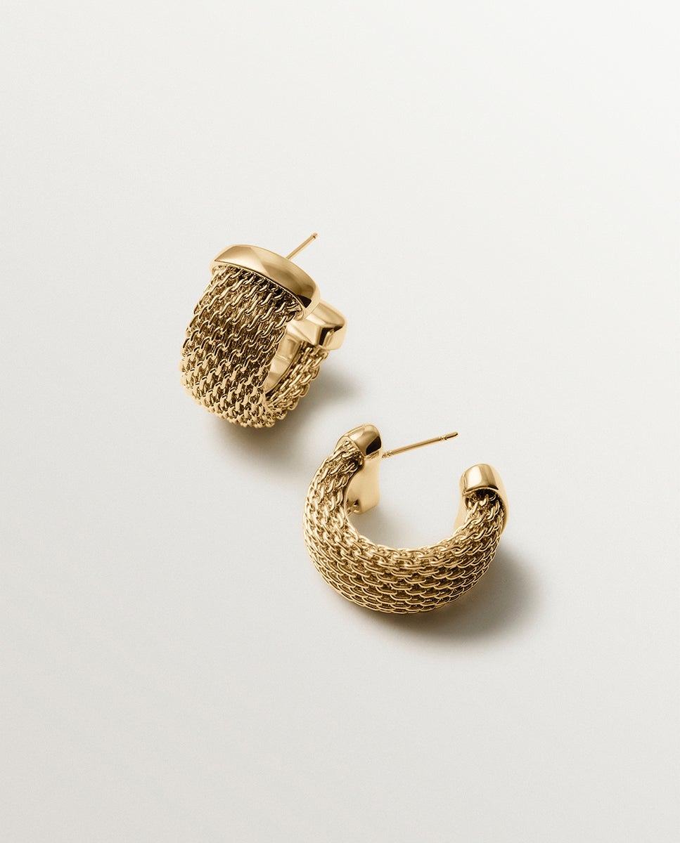 Pendientes de malla bañados en oro amarillo - Aristocrazy - Dorado Dorado-5