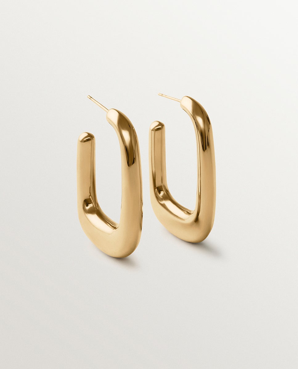 Imagen 0 de Pendientes de aro bañados en oro amarillo de 18k Dorado