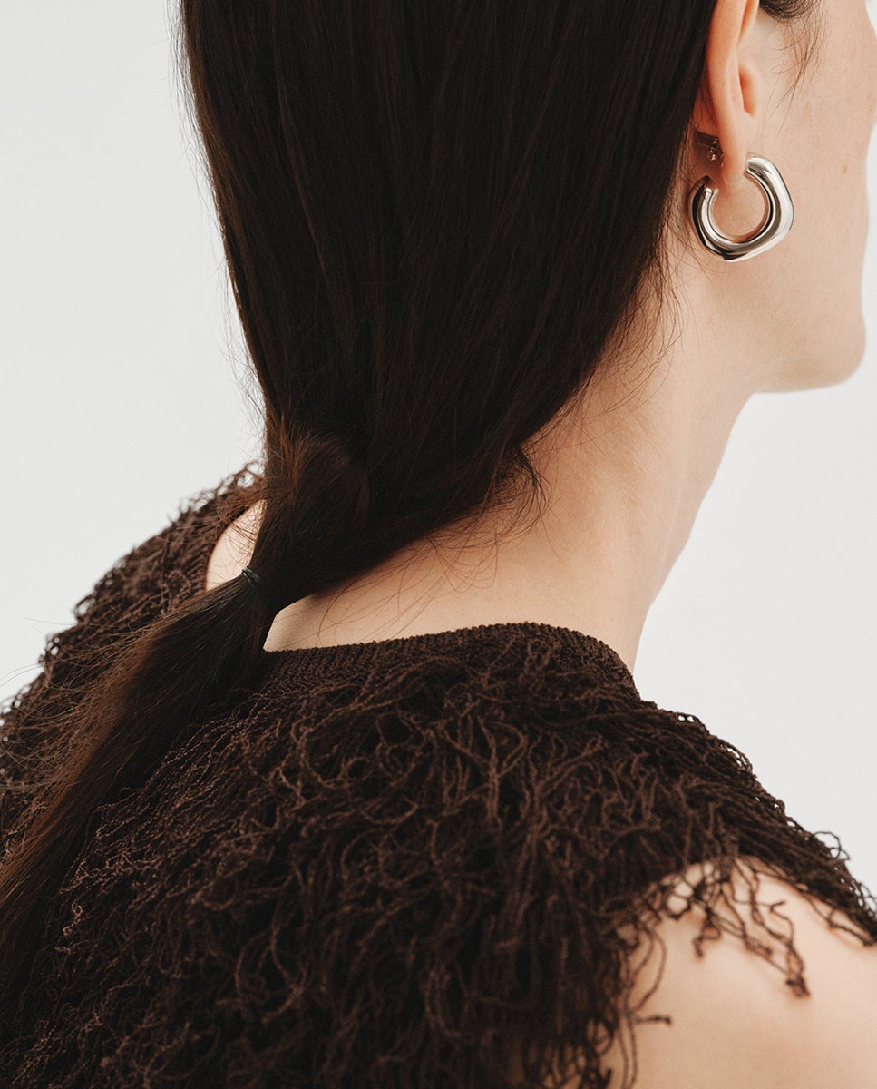 Pendientes de aro grandes con forma rectangular - Aristocrazy - Plata Plata-2