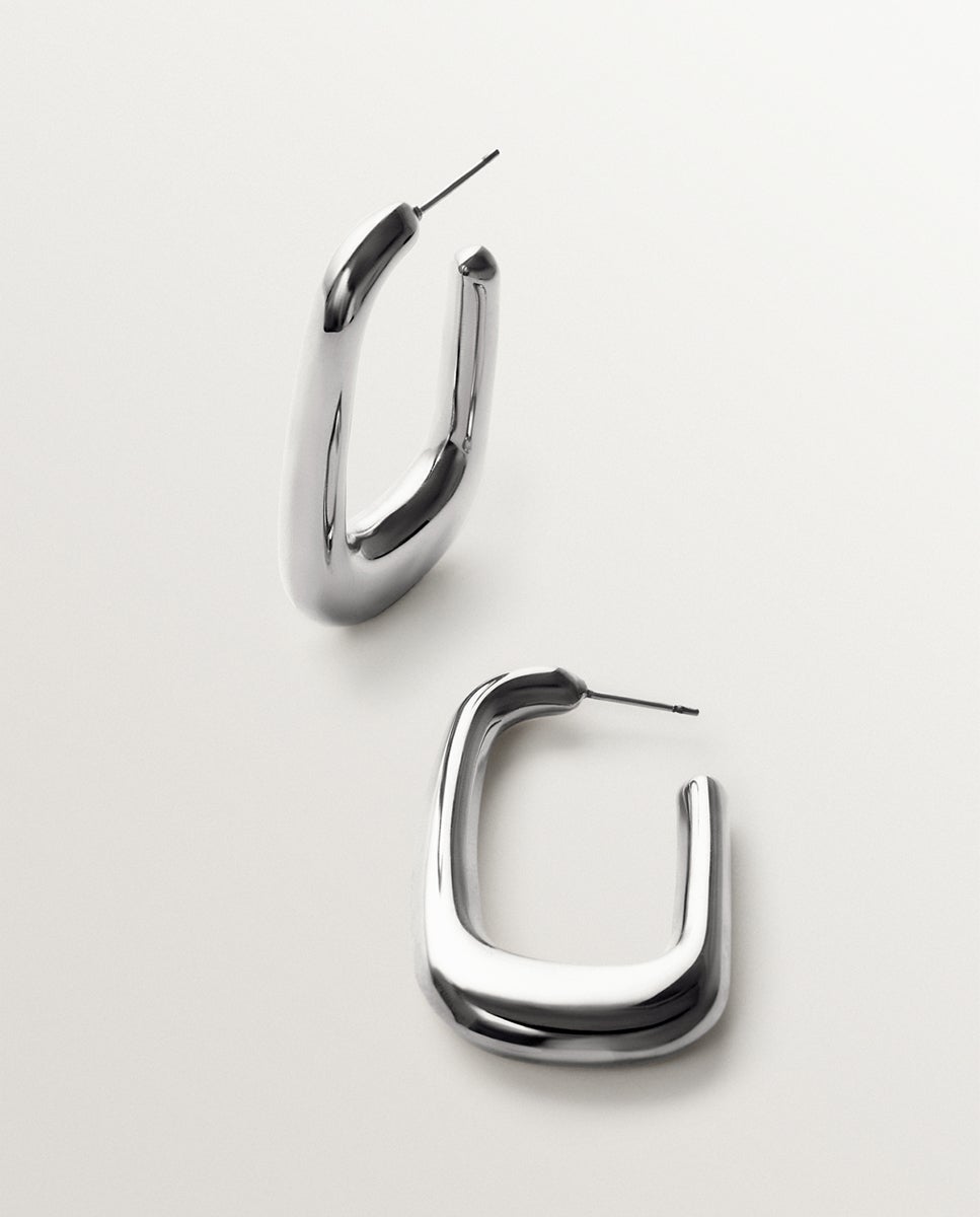 Pendientes de aro grandes con forma rectangular - Aristocrazy - Plata Plata-5