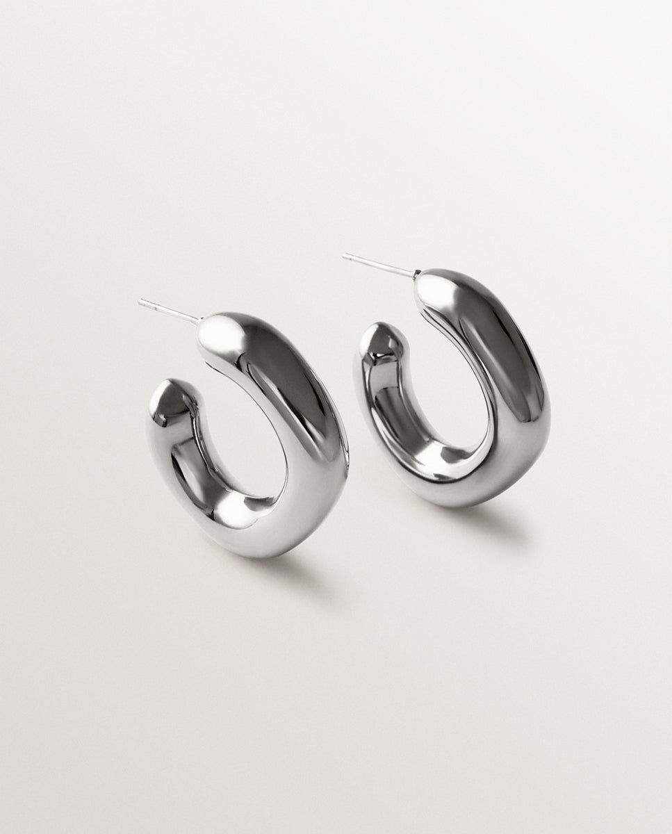 Pendientes de aro pequeños con forma cuadrada - Aristocrazy - Plata Plata-1