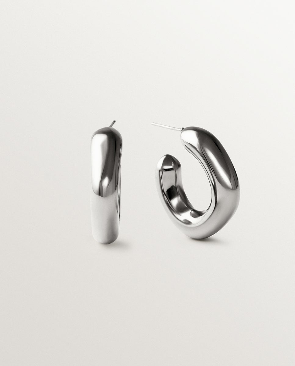 Pendientes de aro pequeños con forma cuadrada - Aristocrazy - Plata Plata-3