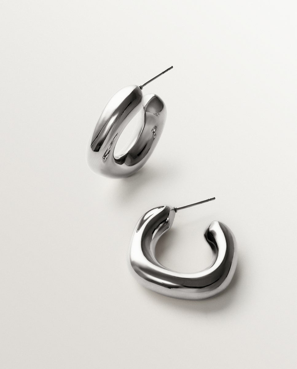 Pendientes de aro pequeños con forma cuadrada - Aristocrazy - Plata Plata-5