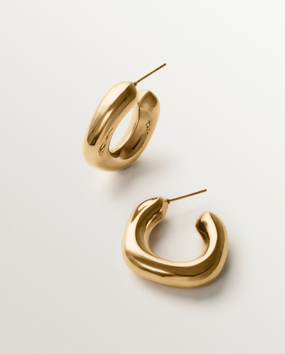 Pendientes de aro bañados en oro amarillo de 18k - Aristocrazy - Dorado Dorado-3