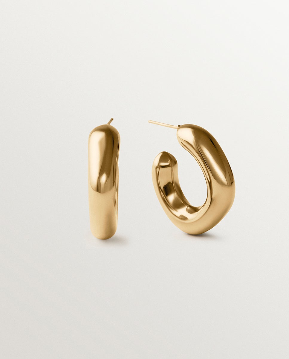 Pendientes de aro bañados en oro amarillo de 18k - Aristocrazy - Dorado Dorado-5