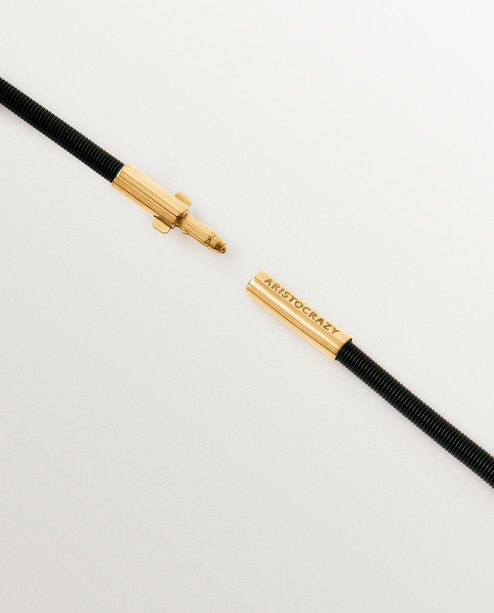 Cadena de acero inoxidable de color negro de 42cm bañada en oro amarillo de 18k - Aristocrazy - Dorado Dorado-3