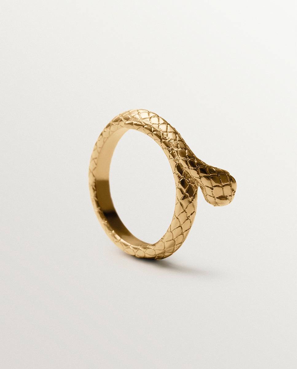 Anillo de plata 925 bañada en oro amarillo de 18k con forma de serpiente - Aristocrazy - Dorado Dorado-5