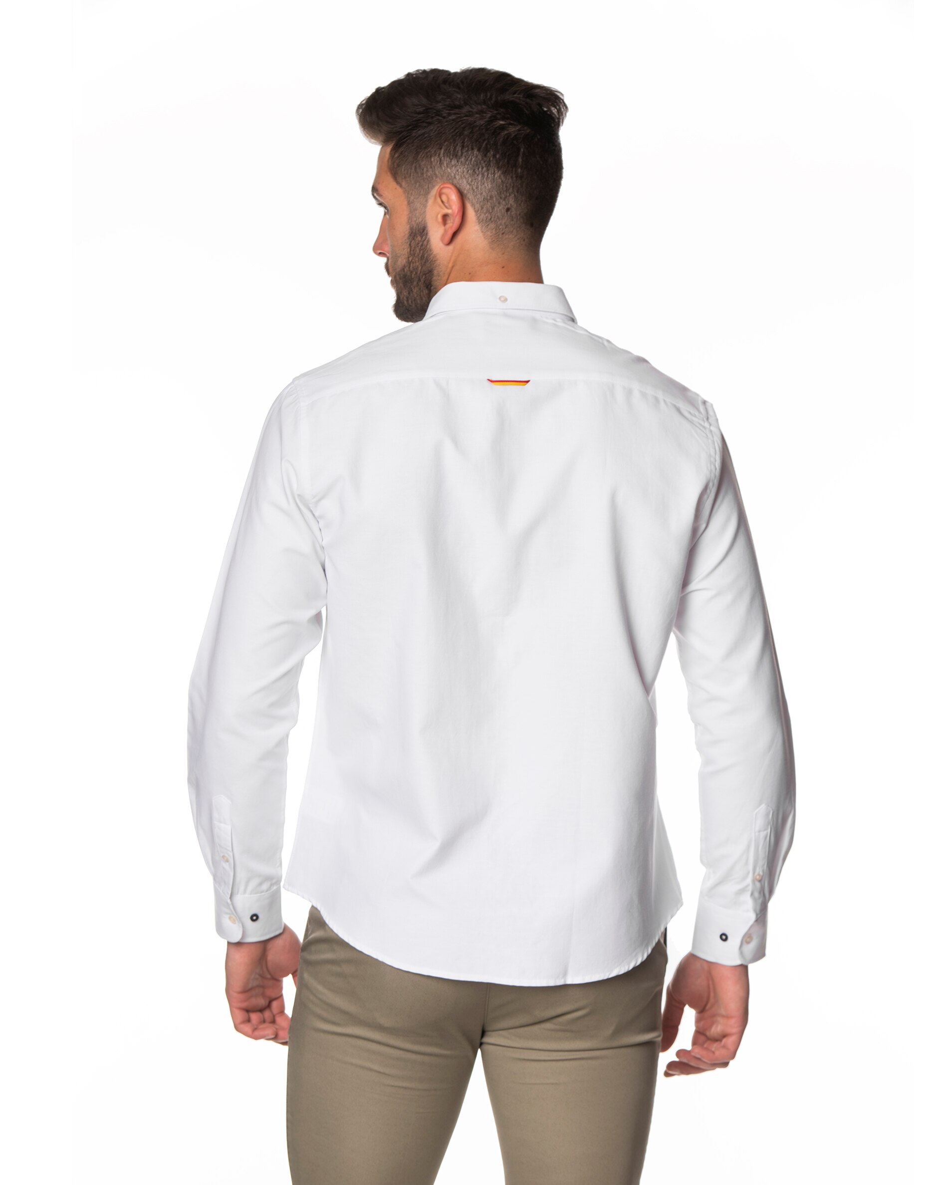 Camisa oxford de hombre regular liso en blanco - Spagnolo - Rosa Rosa-3